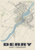 Street map poster of Derry, County Londonderry