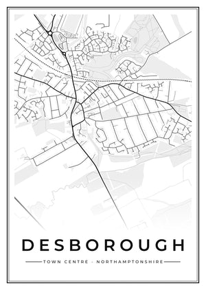 Desborough Town Centre Street Map Poster