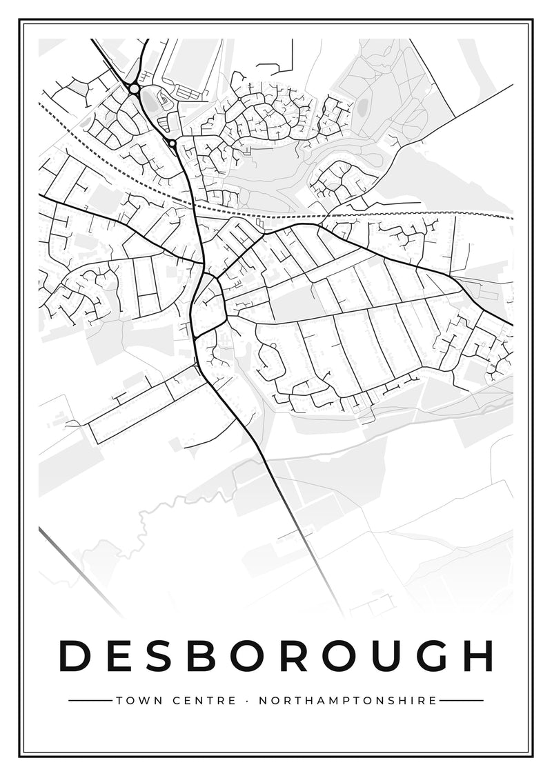 Desborough Town Centre Street Map Poster