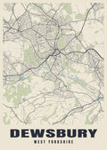 Street map poster of Dewsbury, West Yorkshire