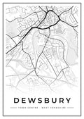 Street map poster of Dewsbury town centre, West Yorkshire