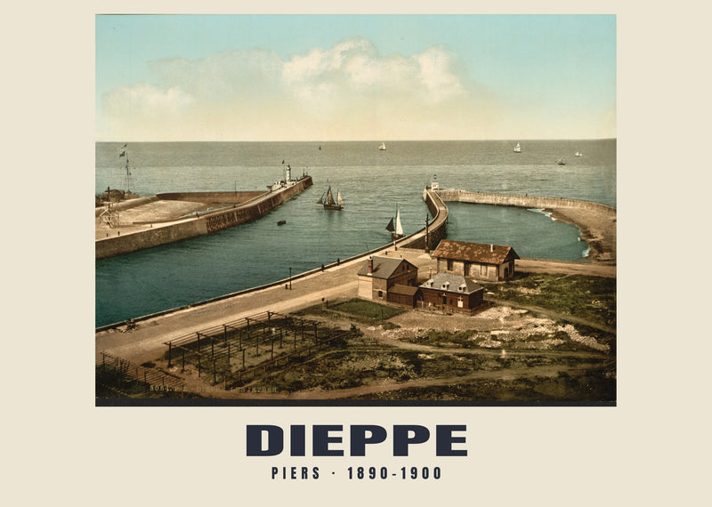 Piers, Dieppe — 1890–1900 · Vintage photochrom print