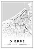 Street map poster of Dieppe town centre, Normandy
