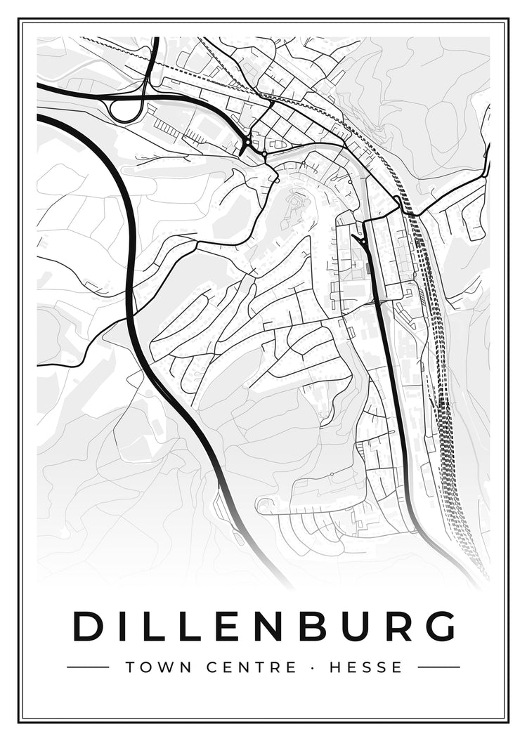 Dillenburg Town Centre Street Map Poster