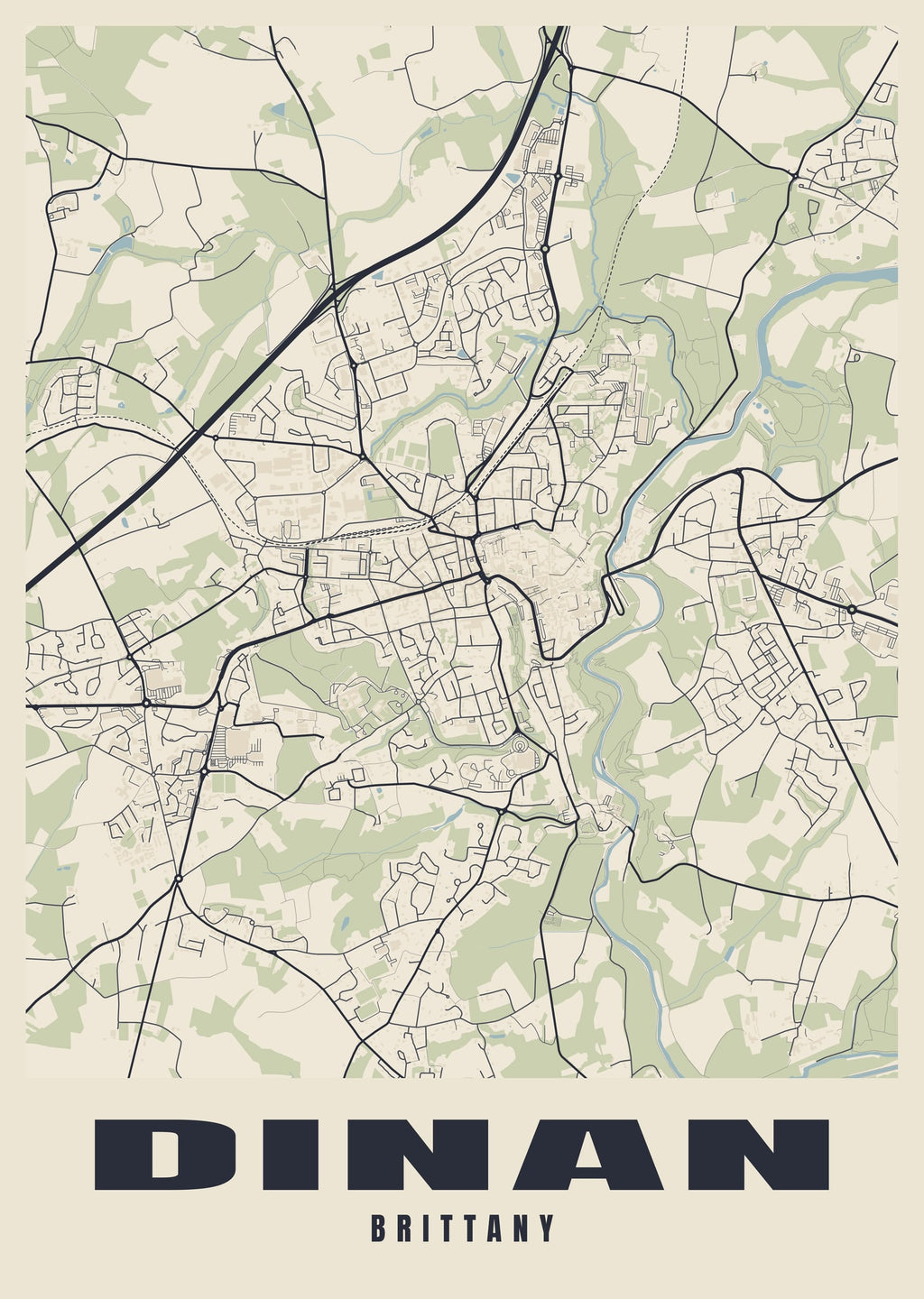 Street map poster of Dinan, Brittany