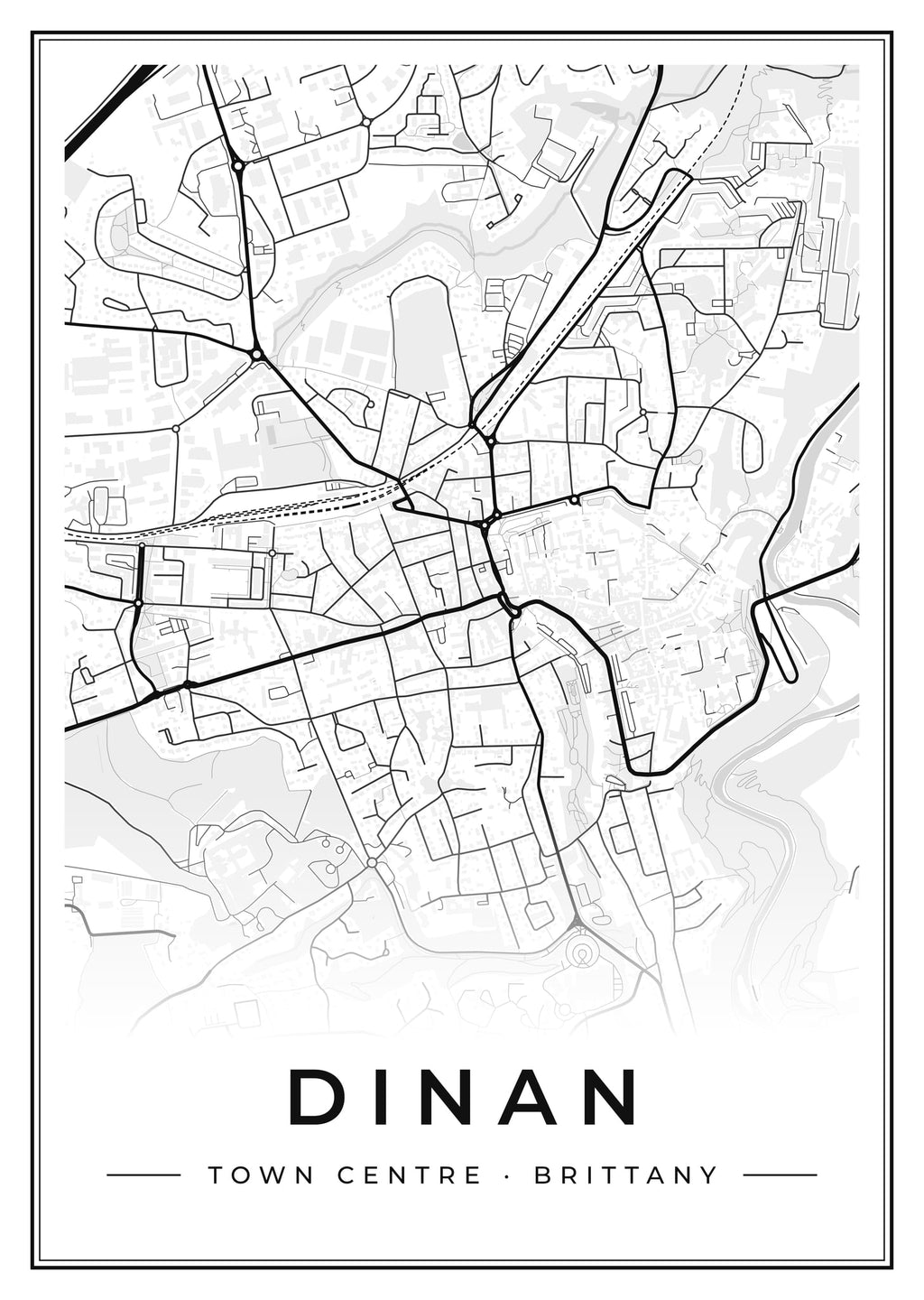 Street map poster of Dinan town centre, Brittany