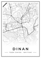 Street map poster of Dinan town centre, Brittany