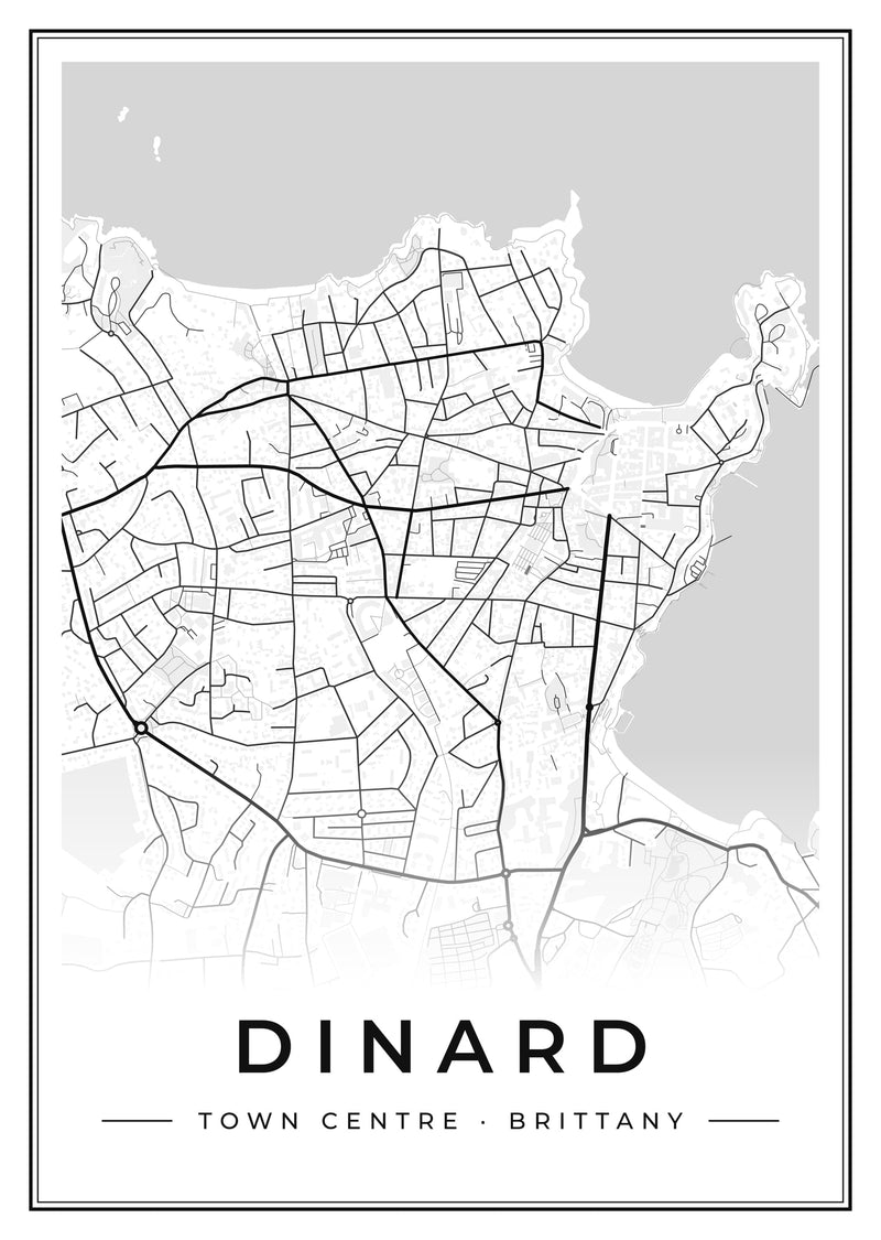 Dinard Town Centre Street Map Poster