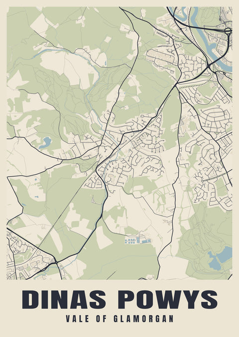 Dinas Powys Street Map Poster