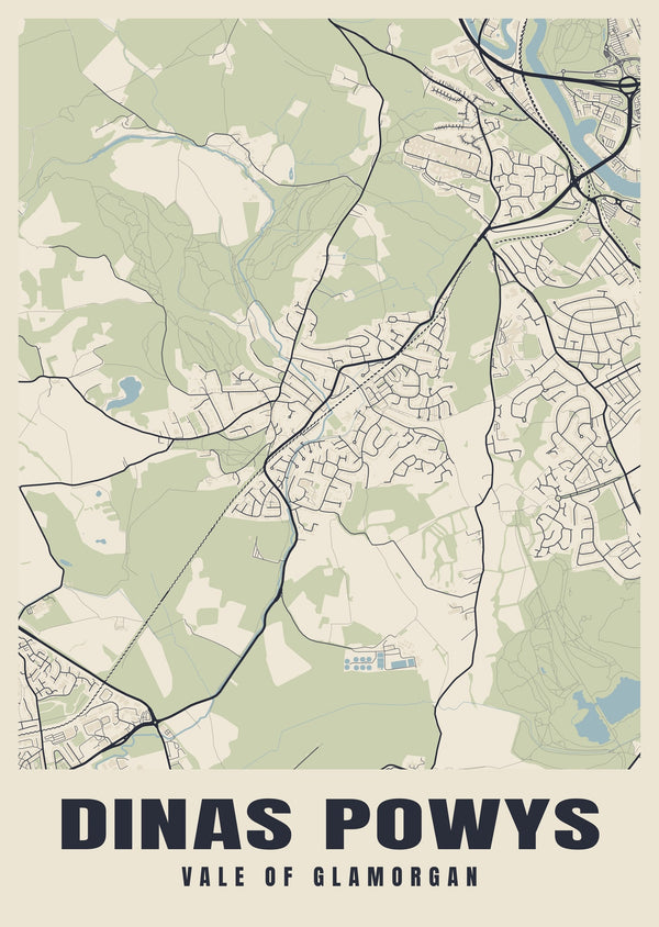 Dinas Powys Street Map Poster
