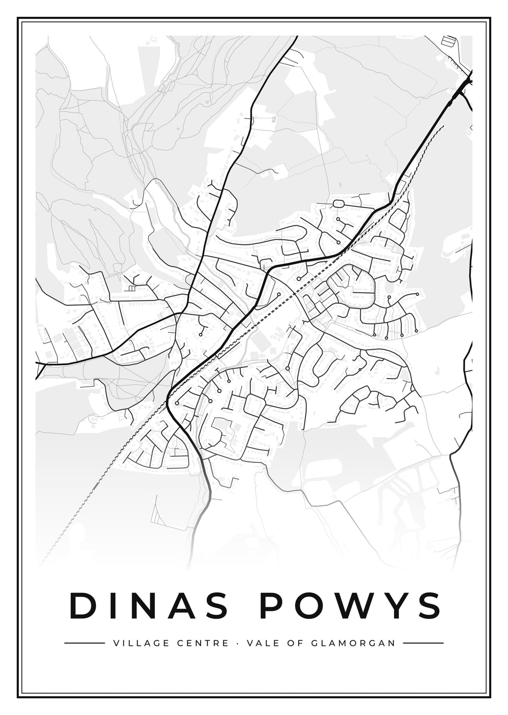 Dinas Powys Village Centre Street Map Poster