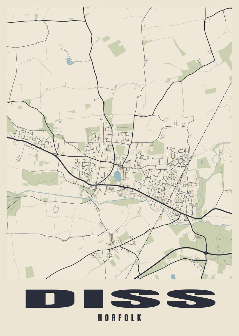 Diss Street Map Poster