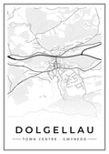 Street map poster of Dolgellau town centre, Gwynedd