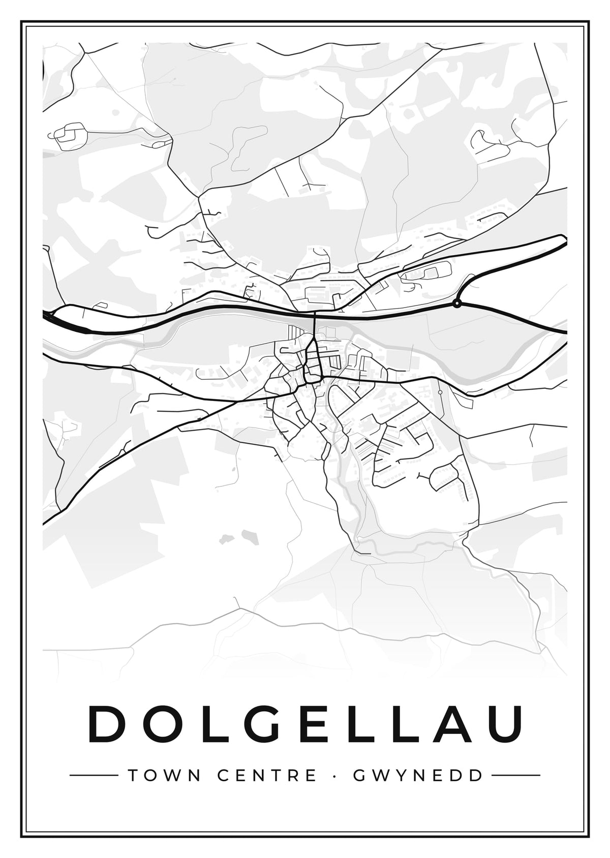 Street map poster of Dolgellau town centre, Gwynedd