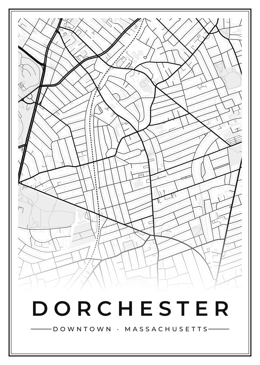 Street map poster of downtown Dorchester, Massachusetts
