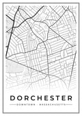 Street map poster of downtown Dorchester, Massachusetts