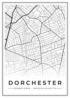 Street map poster of downtown Dorchester, Massachusetts