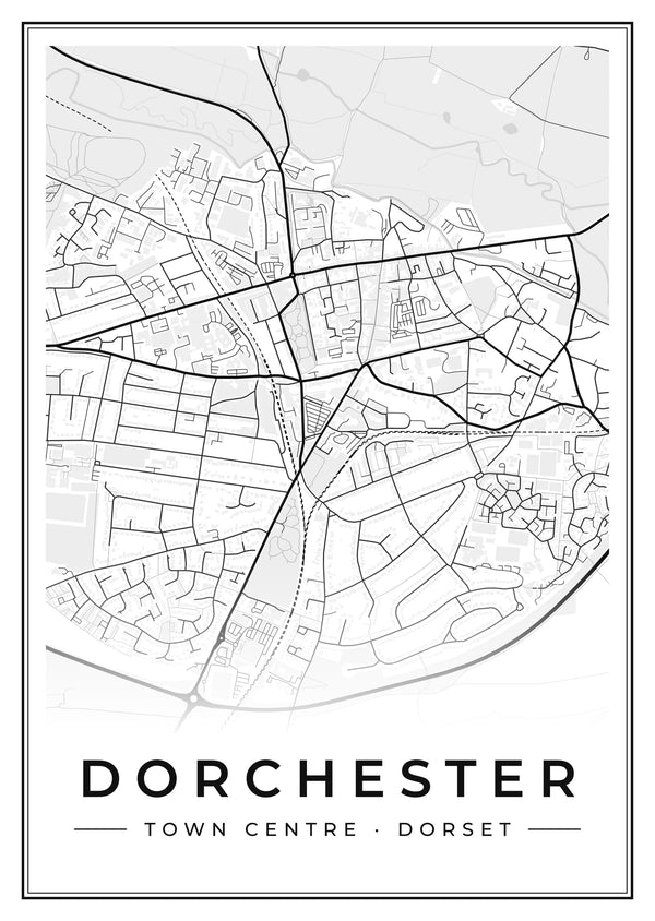 Dorchester Town Centre Street Map Poster