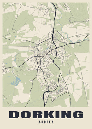 Dorking Street Map Poster