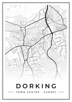 Street map poster of Dorking town centre, Surrey