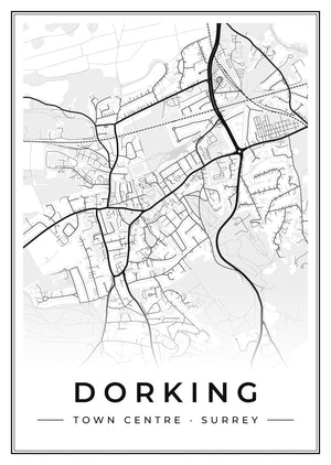 Dorking Town Centre Street Map Poster