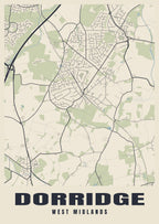 Street map poster of Dorridge, West Midlands