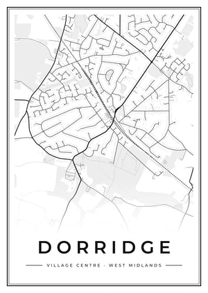 Dorridge Village Centre Street Map Poster