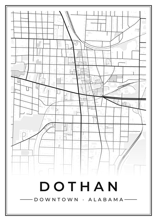 Dothan Downtown Street Map Poster