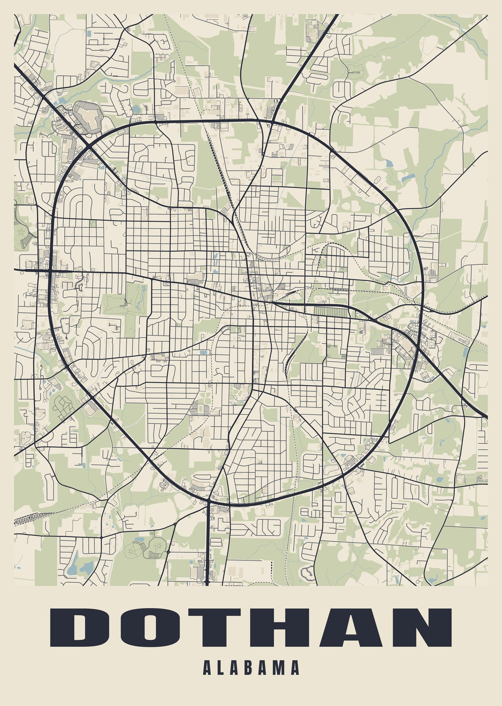 Street map poster of Dothan, Alabama