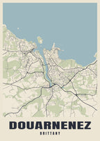 Street map poster of Douarnenez, Brittany