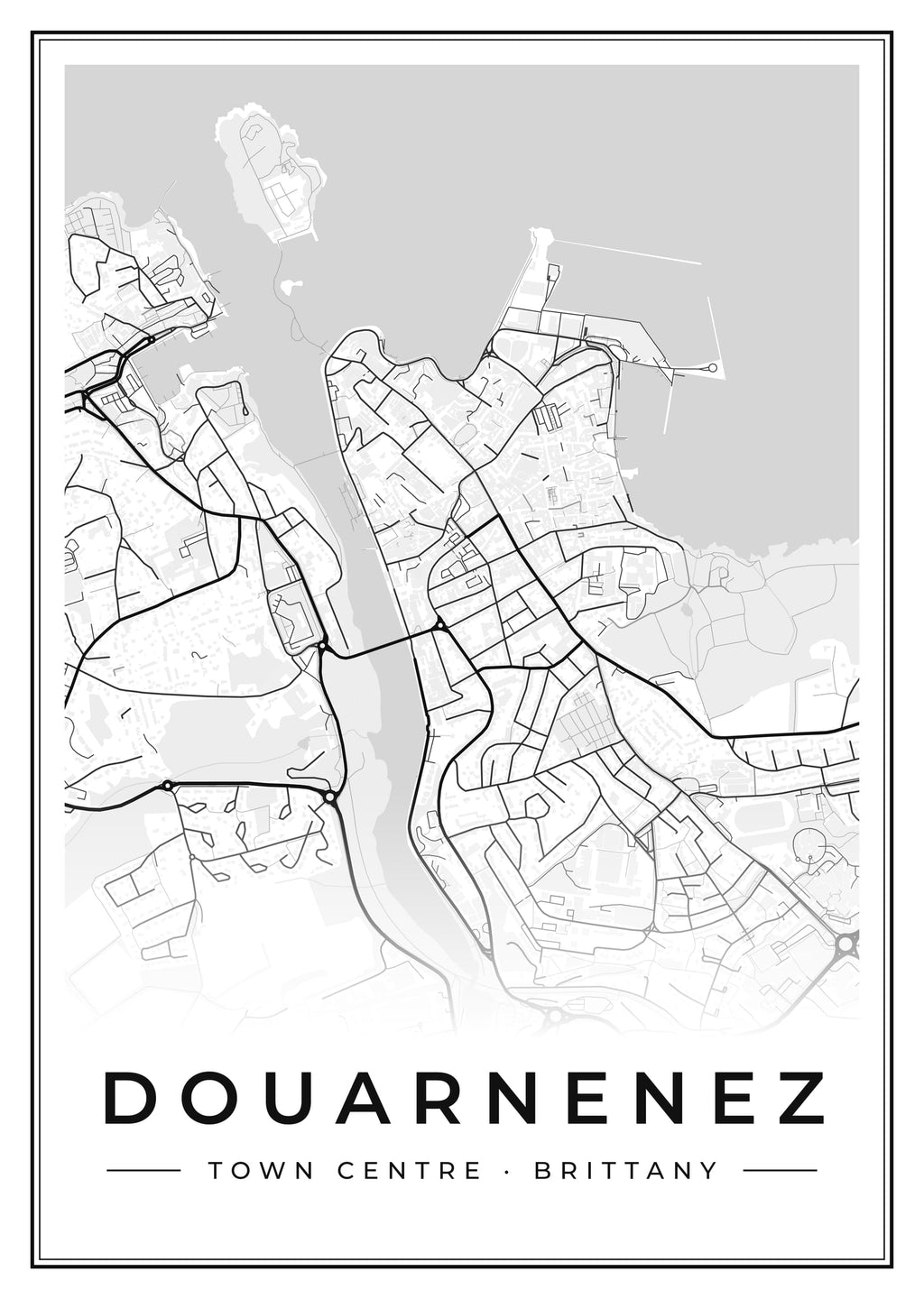 Street map poster of Douarnenez town centre, Brittany