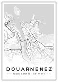 Street map poster of Douarnenez town centre, Brittany