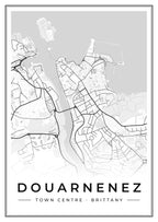 Street map poster of Douarnenez town centre, Brittany