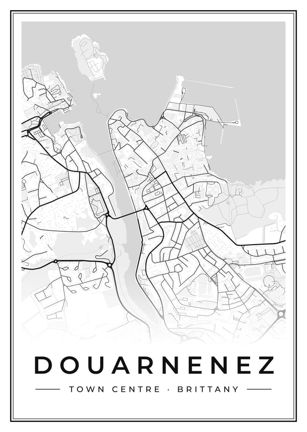 Douarnenez Town Centre Street Map Poster