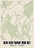 Heritage street map poster of Downe, Bromley, London