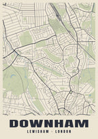 Heritage street map poster of Downham, Lewisham, London