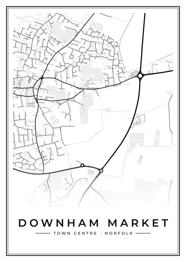 Downham Market Town Centre Street Map Poster