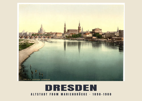 Altstadt from Marienbrücke, Dresden, 1890–1900 heritage photograph