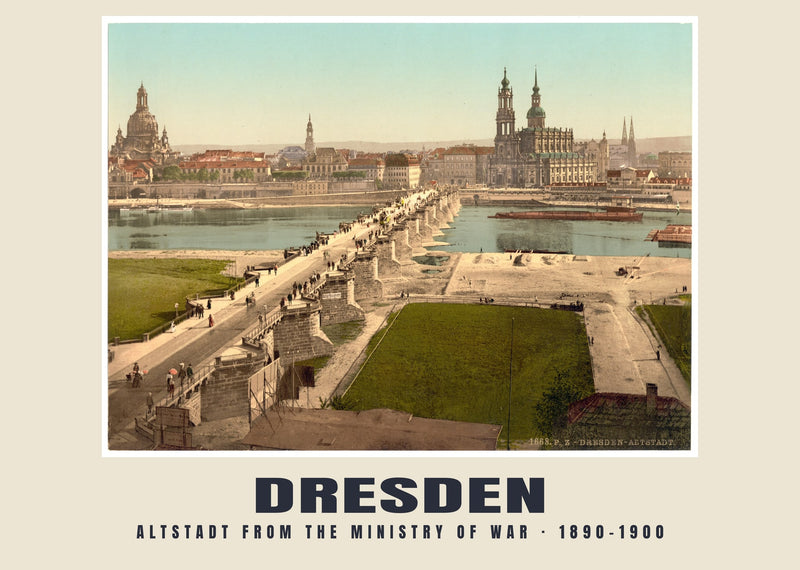 Altstadt from the Ministry of War, Dresden — 1890–1900 · Vintage photochrom print
