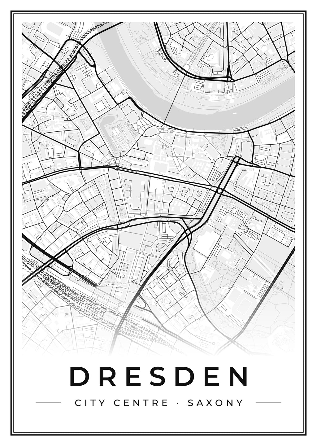 Street map poster of Dresden city centre, Saxony