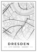 Street map poster of Dresden city centre, Saxony