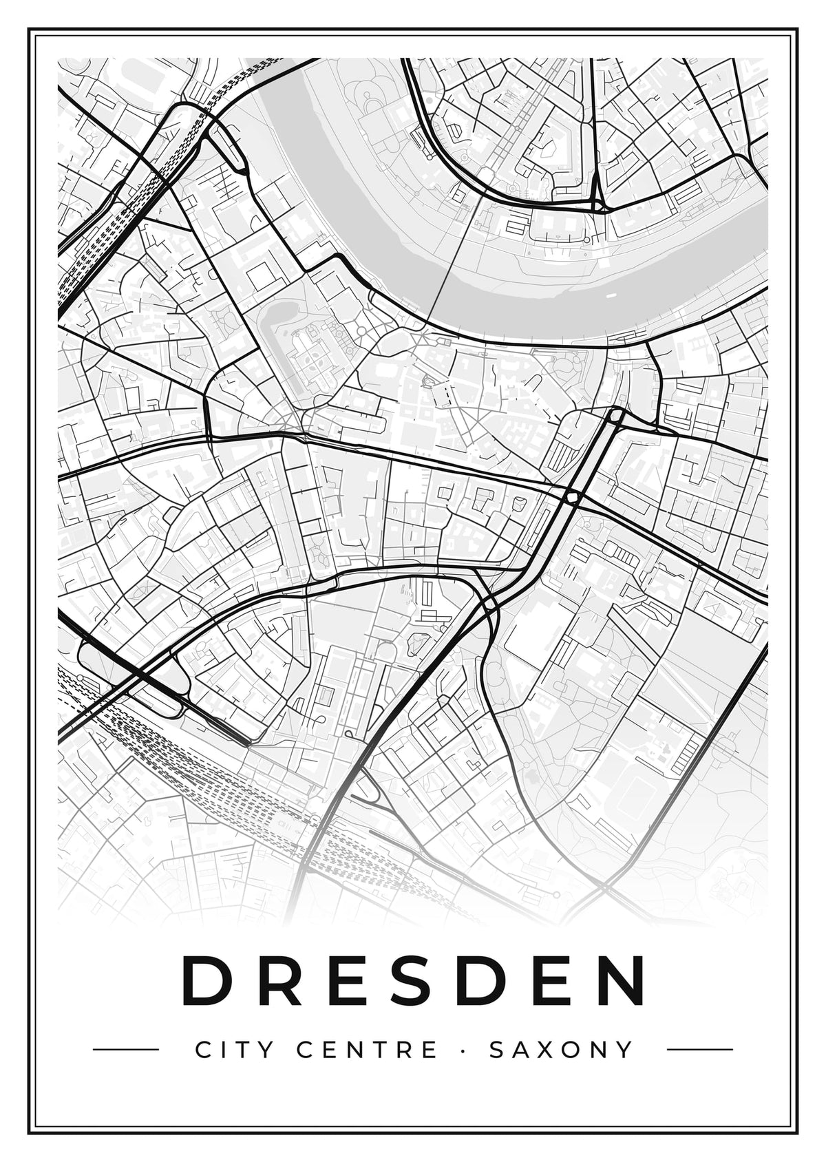 Street map poster of Dresden city centre, Saxony