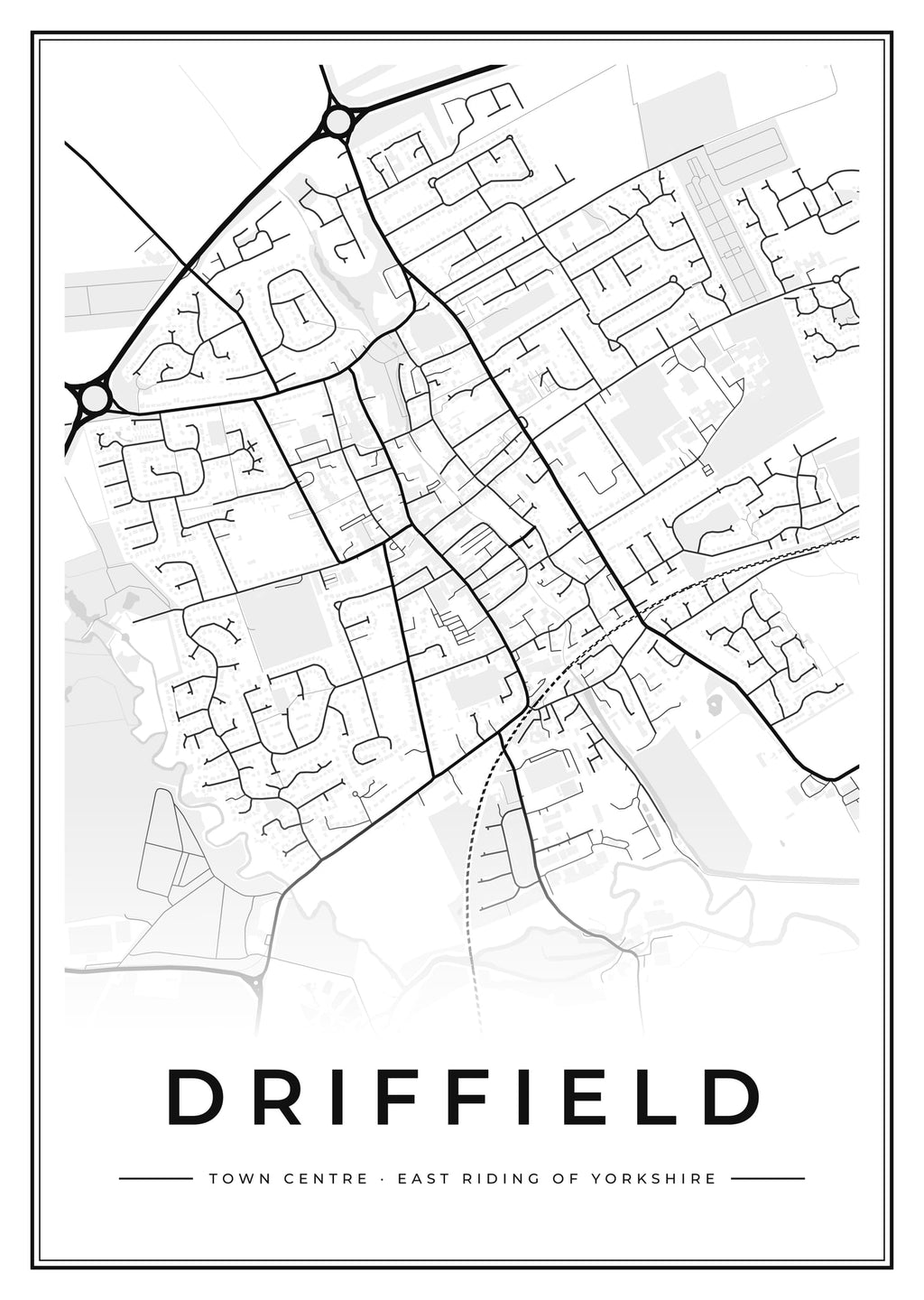 Street map poster of Driffield town centre, East Riding of Yorkshire
