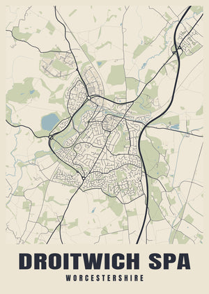 Droitwich Spa Street Map Poster