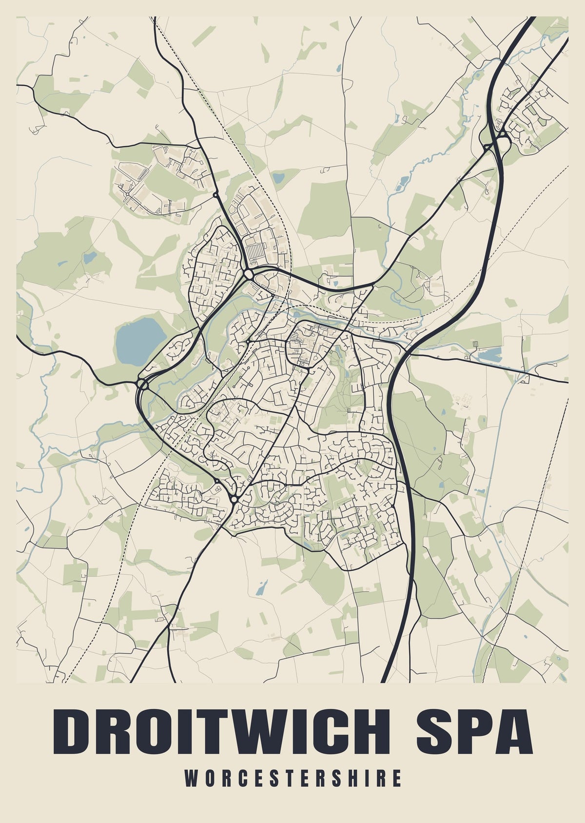 Street map poster of Droitwich Spa, Worcestershire