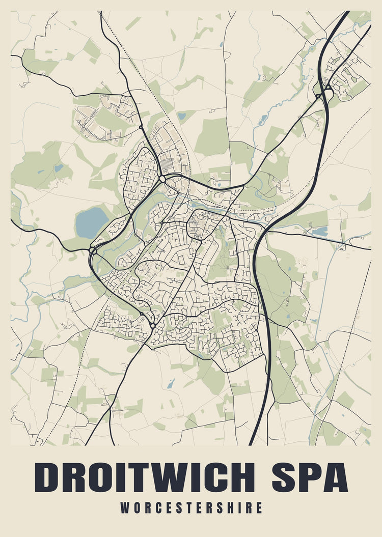 Droitwich Spa Street Map Poster