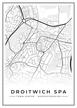 Droitwich Spa Town Centre Street Map Poster