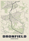 Street map poster of Dronfield, Derbyshire