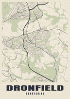 Street map poster of Dronfield, Derbyshire