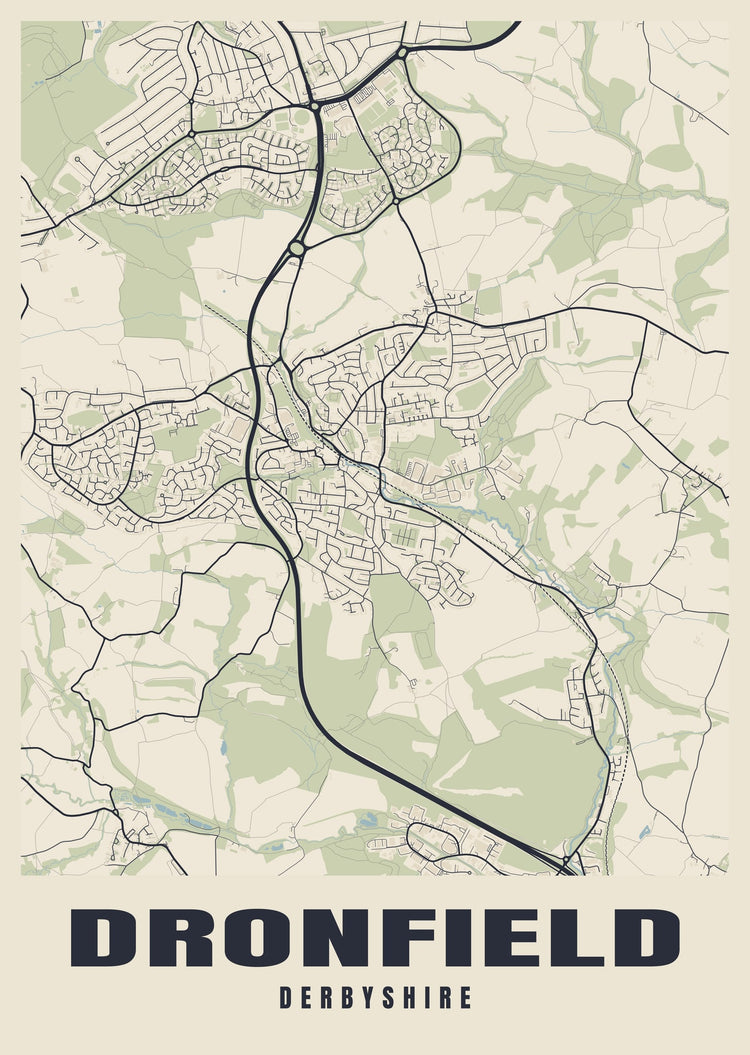 Dronfield Street Map Poster